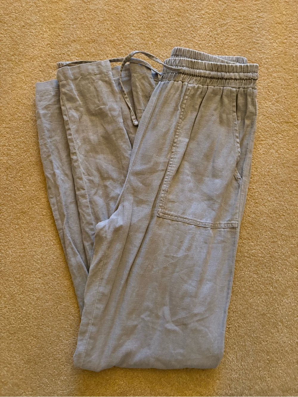 Grey High Waisted Linen Pants